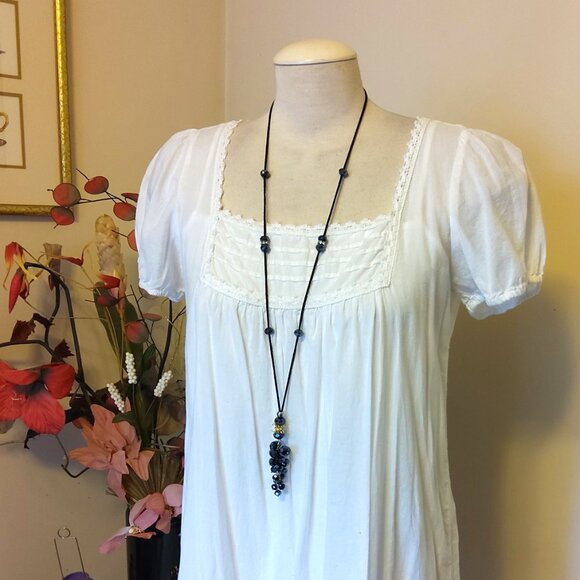 NEW Shelley Long Black Leather Necklace Black Beads Dangle Pendant with Earrings - Picture 5 of 8